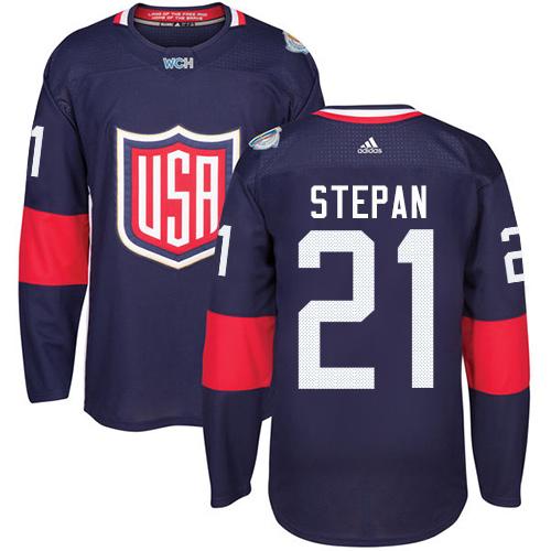 Team USA #21 Derek Stepan Navy Blue 2016 World Cup Stitched Youth NHL Jersey - Click Image to Close
